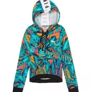 PINK Victoria Secret Colorful Tropical Hoodie zip hooded soft cotton jacket